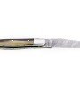 Laguiole 12 cm Abeille Forgée Double Platine manche en corne massive blonde et deux mitres inox lame damas carbone torsadé