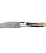Laguiole 12 cm Abeille Forgée Double Platine manche en corne massive blonde et deux mitres inox lame damas carbone torsadé
