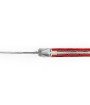 Laguiole Tribal 12 cm Abeille Forgée manche en abalone rouge et deux mitres inox platines guillochées lame damas inox