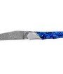 Laguiole Tribal 12 cm Abeille Forgée manche en abalone bleue et deux mitres inox platines guillochées lame damas inox