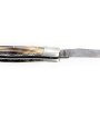 Laguiole 13 cm Abeille Forgée Double Platine manche en corne massive blonde et deux mitres inox lame damas inox