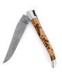Laguiole 13 cm Abeille Forgée Double Platine manche en bois de cade et deux mitres inox lame damas inox