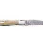 Laguiole 12 cm Abeille Forgée Double Platine manche en corne massive blonde tire-bouchon et deux mitres inox lame damas