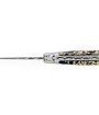 Laguiole 12 cm Abeille Forgée Double Platine manche en pierre de lave et deux mitres inox lame damas inox
