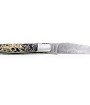 Laguiole 12 cm Abeille Forgée Double Platine manche en pierre de lave et deux mitres inox lame damas inox
