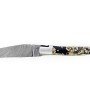Laguiole 12 cm Abeille Forgée Double Platine manche en pierre de lave et deux mitres inox lame damas inox