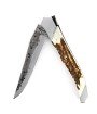 Laguiole TRIBAL 12 cm Abeille Forgée manche en bois de cerf et deux mitres inox lame brut de forge