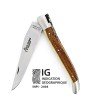 IG - Laguiole 12 cm Abeille Forgée manche en bois de pistachier et deux mitres inox lame 14C28 Benoit l'Artisan