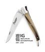 IG - Laguiole 12 cm Abeille Forgée manche en corne massive blonde et deux mitres inox lame 14C28 Benoit l'Artisan