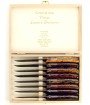 Coffret Laguiole Le Tribal de 8 couteaux de table manche loupe et soies damas inox