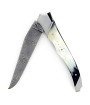 Laguiole Tribal 12 cm Abeille Forgée manche en corne de vache aubrac et deux mitres inox platines guillochées lame damas inox