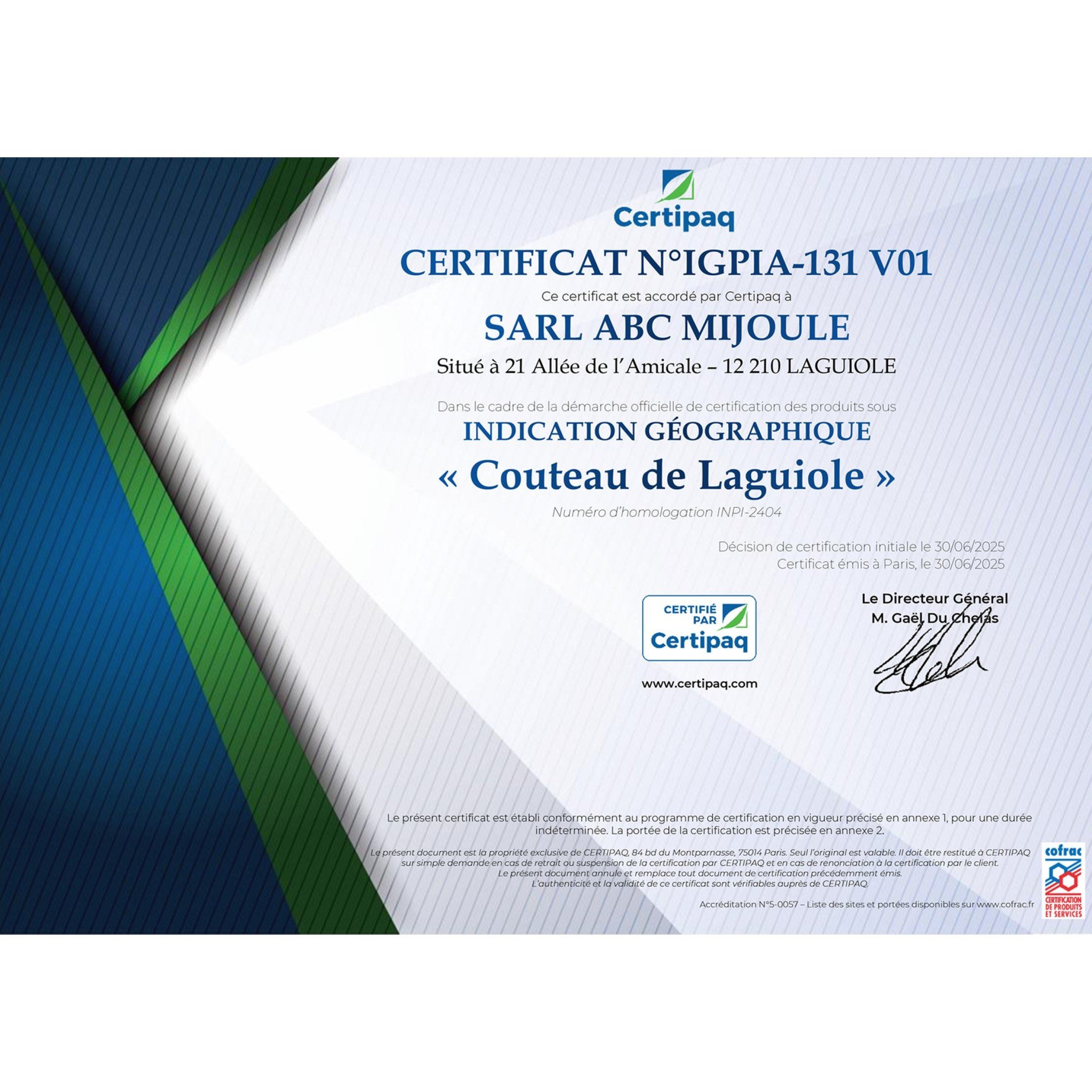 IG  - Laguiole 12 cm Abeille Forgée Double Platine manche en ébène et deux mitres inox lame 14C28 Benoit l'Artisan