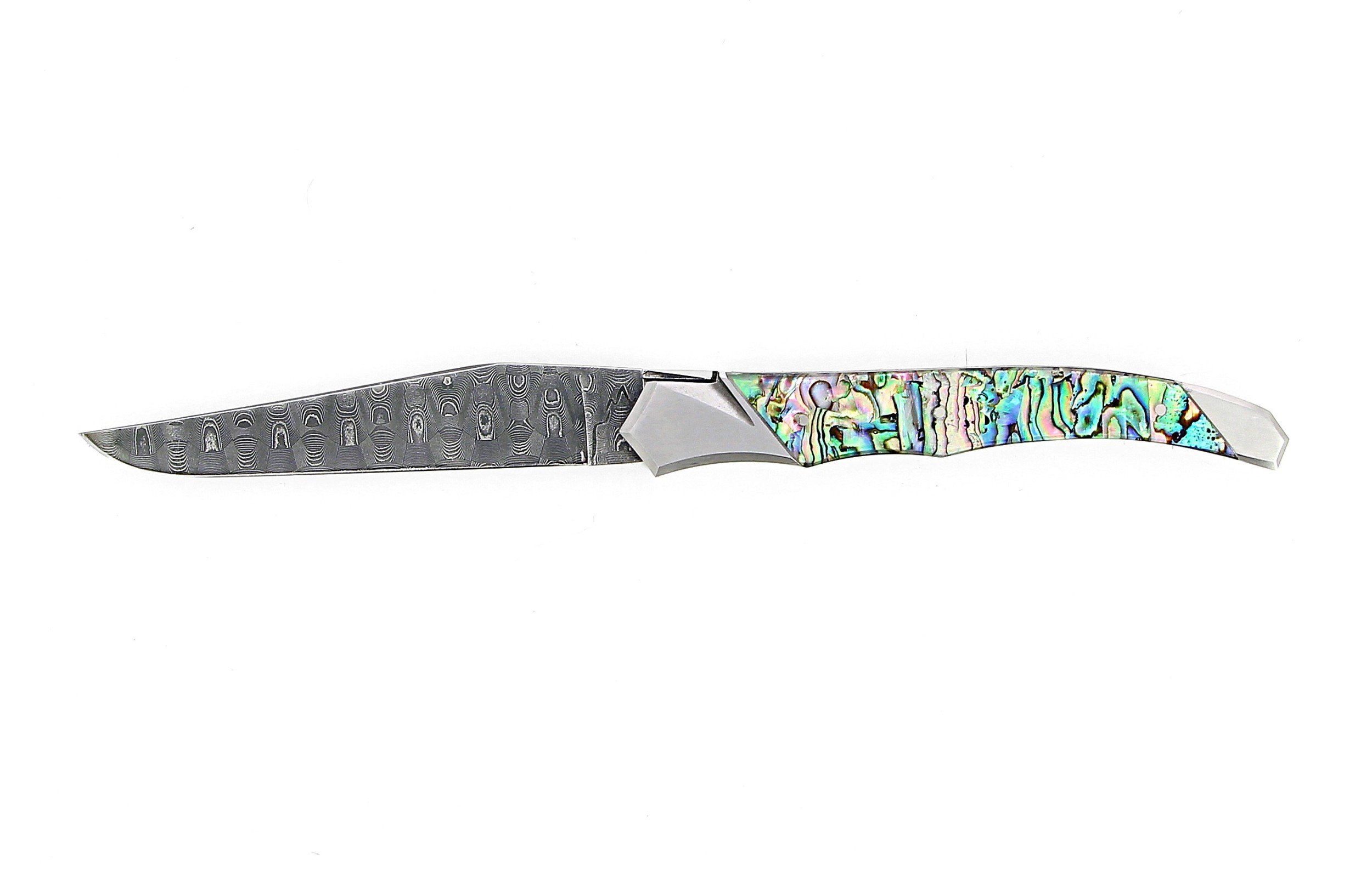 Couteau Tribal en Abalone, lame damas inox