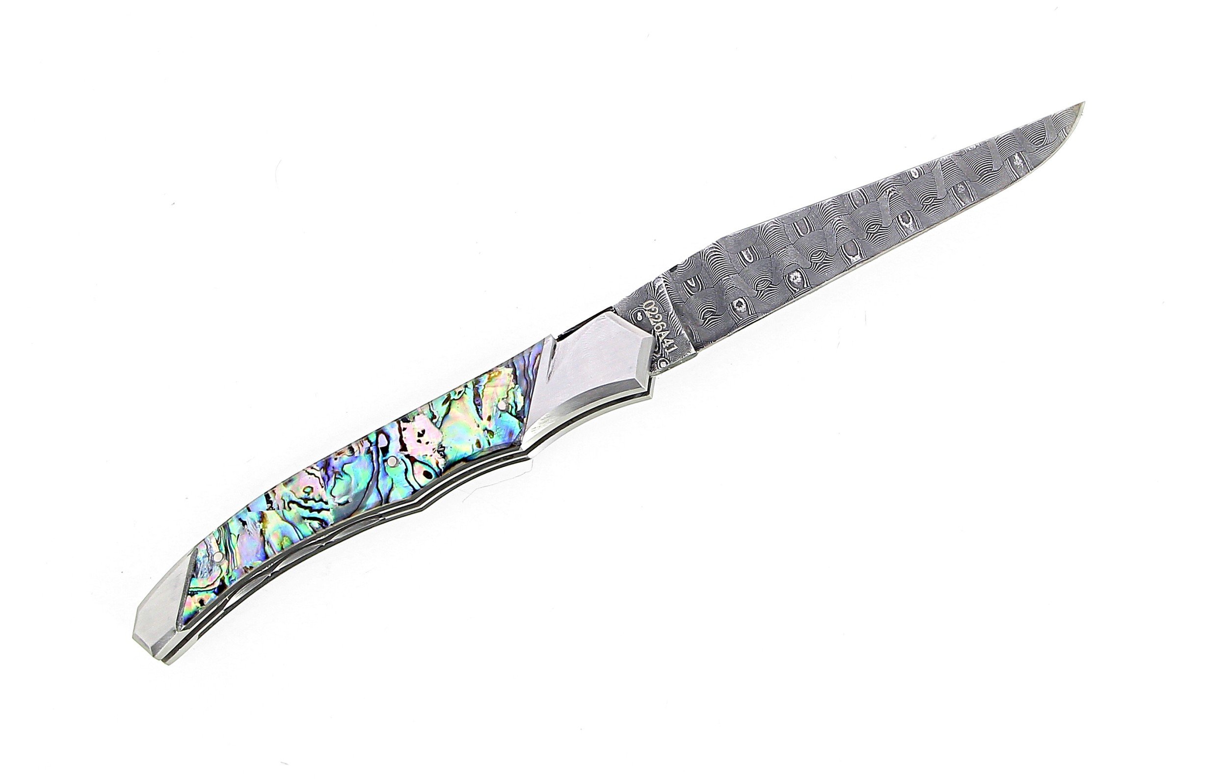 Couteau Tribal en Abalone, lame damas inox