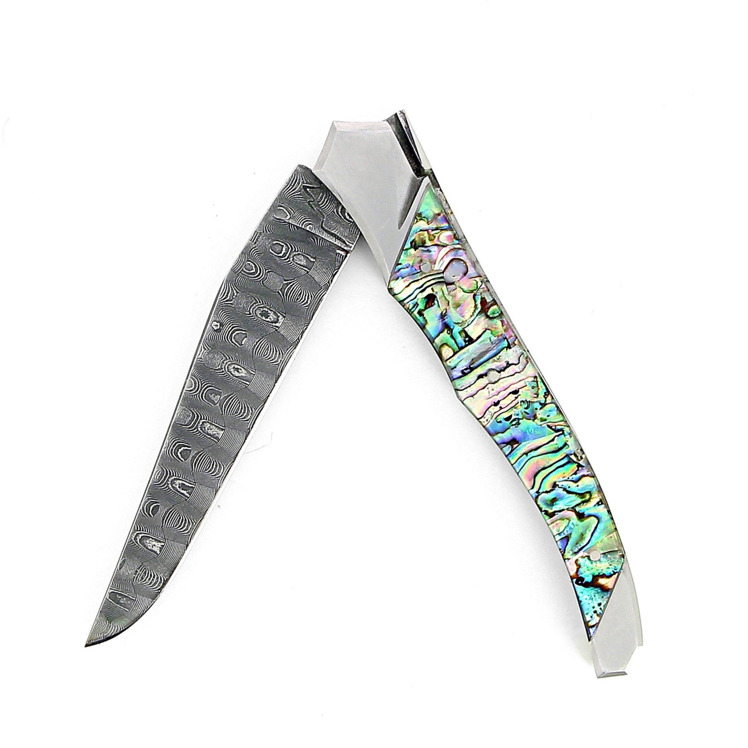 Couteau Tribal en Abalone, lame damas inox