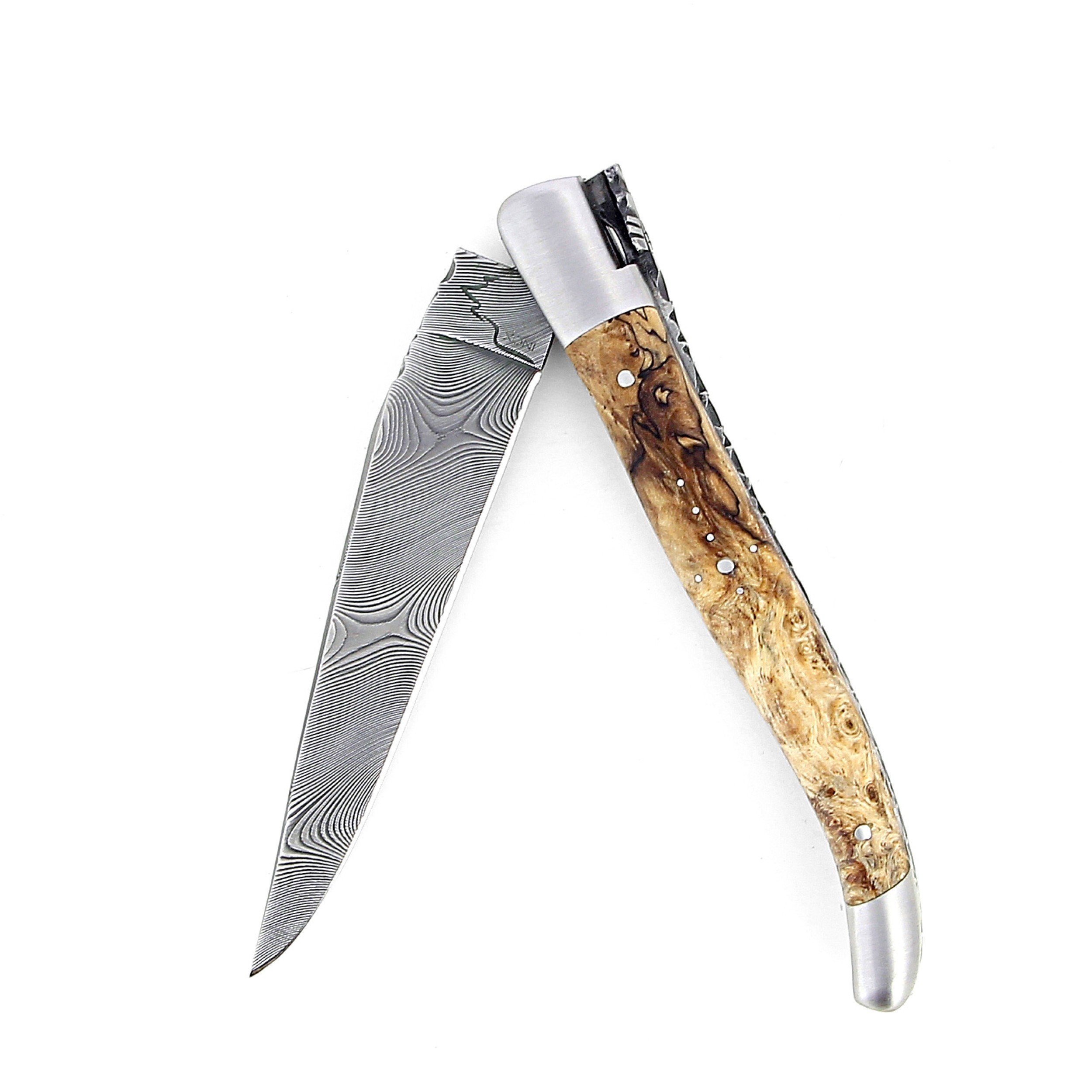 Coutea de Laguiole en marronnier, lame damas