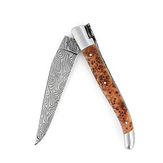 Couteau de Laguiole en genévrier, lame damas