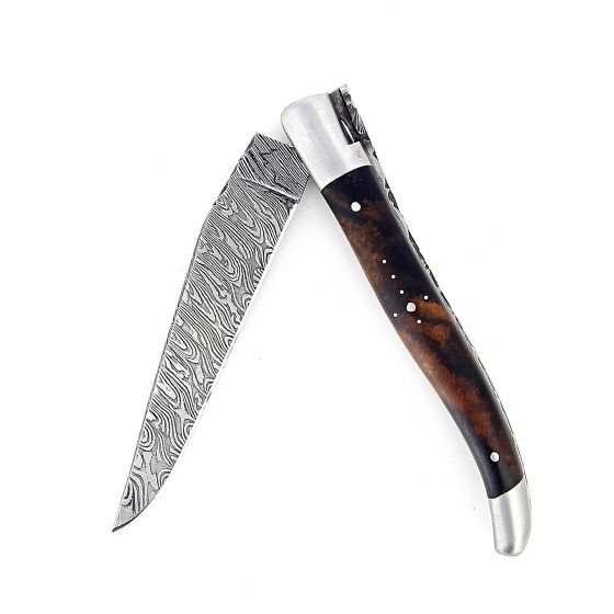 Couteau de Laguiole en ébène, lame damas