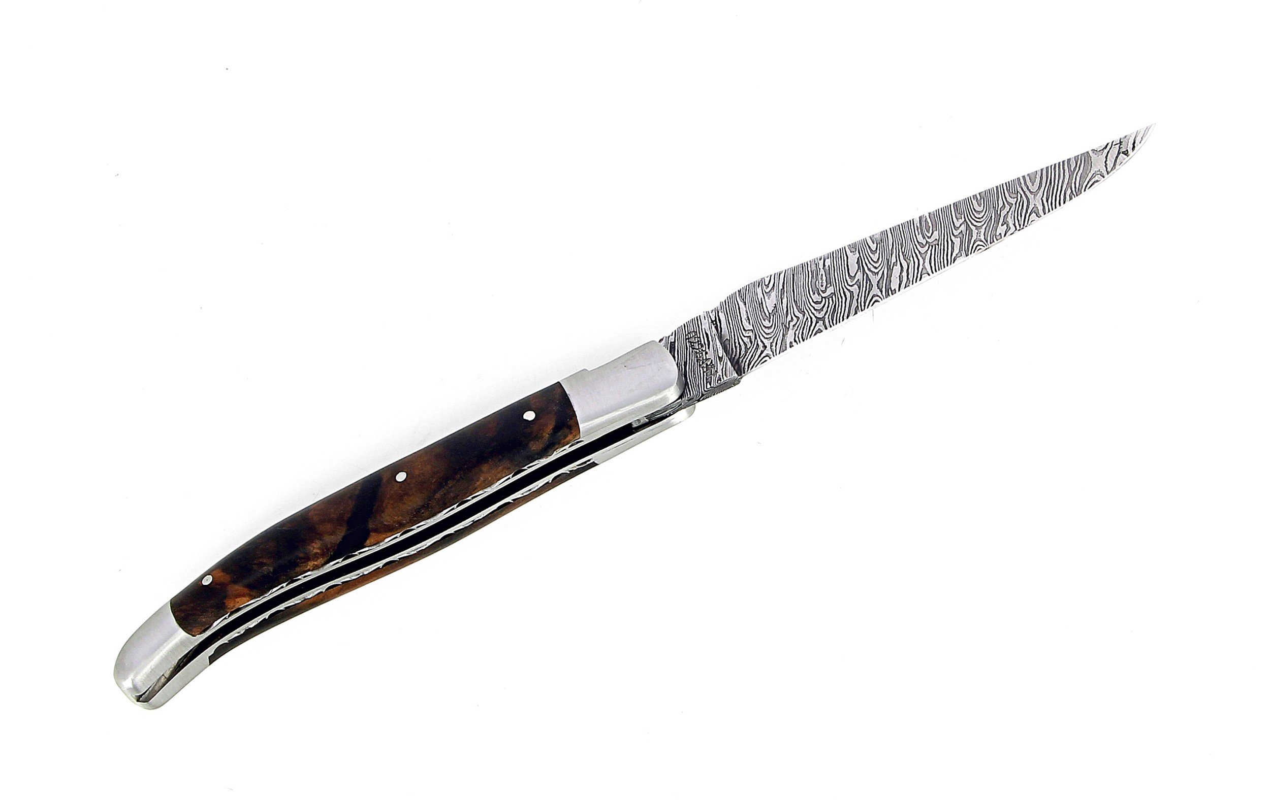 Couteau de Laguiole en ébène, lame damas