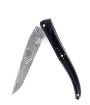 Couteau de Laguiole plein manche, corne noire, damas