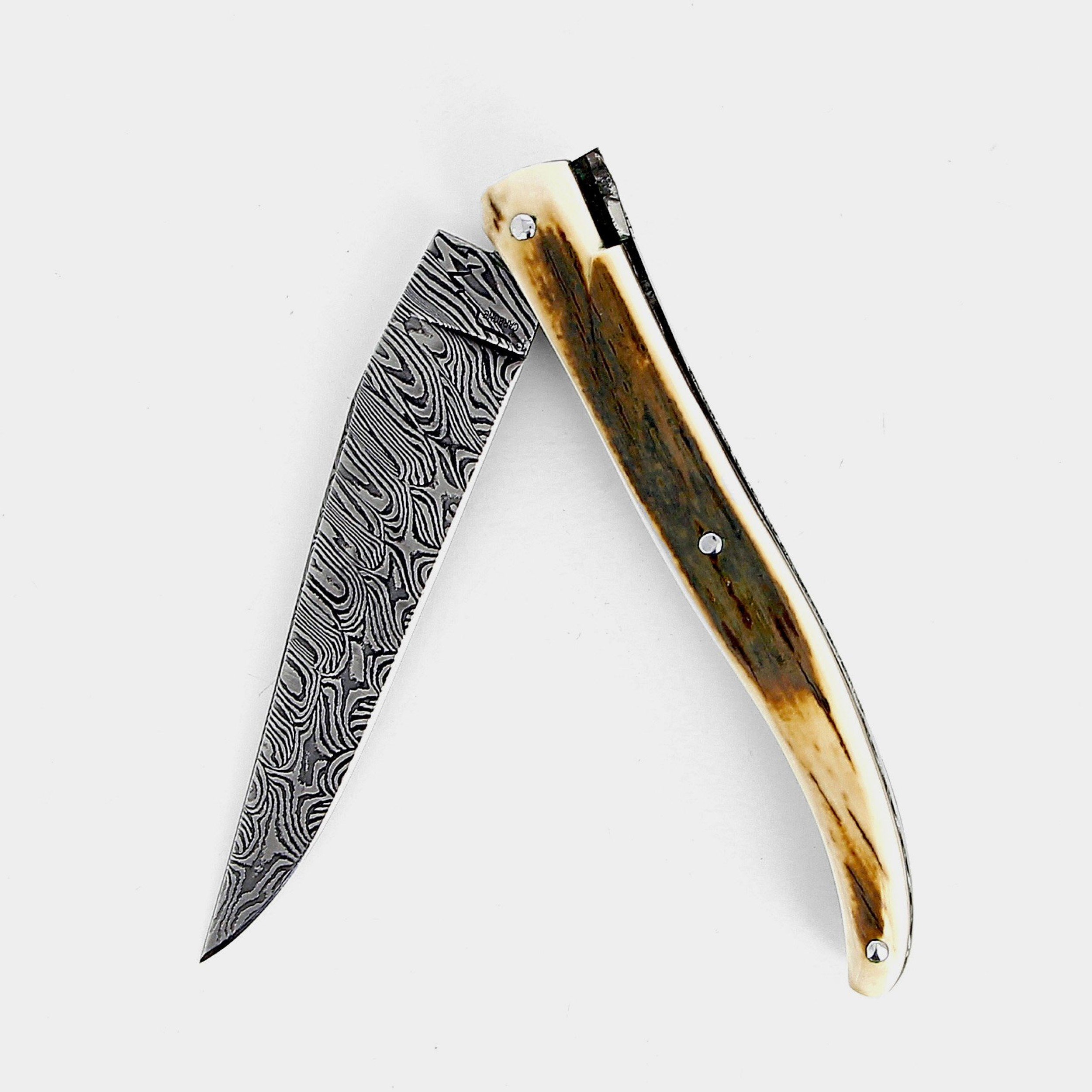 Couteau de Laguiole en ivoire de mammouth, damas