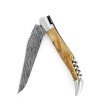 Couteau de Laguiole double platine en olivier lame damas