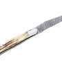 Couteau de Laguiole double platine manche en corne massive blonde lame damas carbone