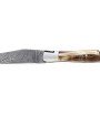 Couteau de Laguiole double platine manche en corne massive blonde lame damas carbone