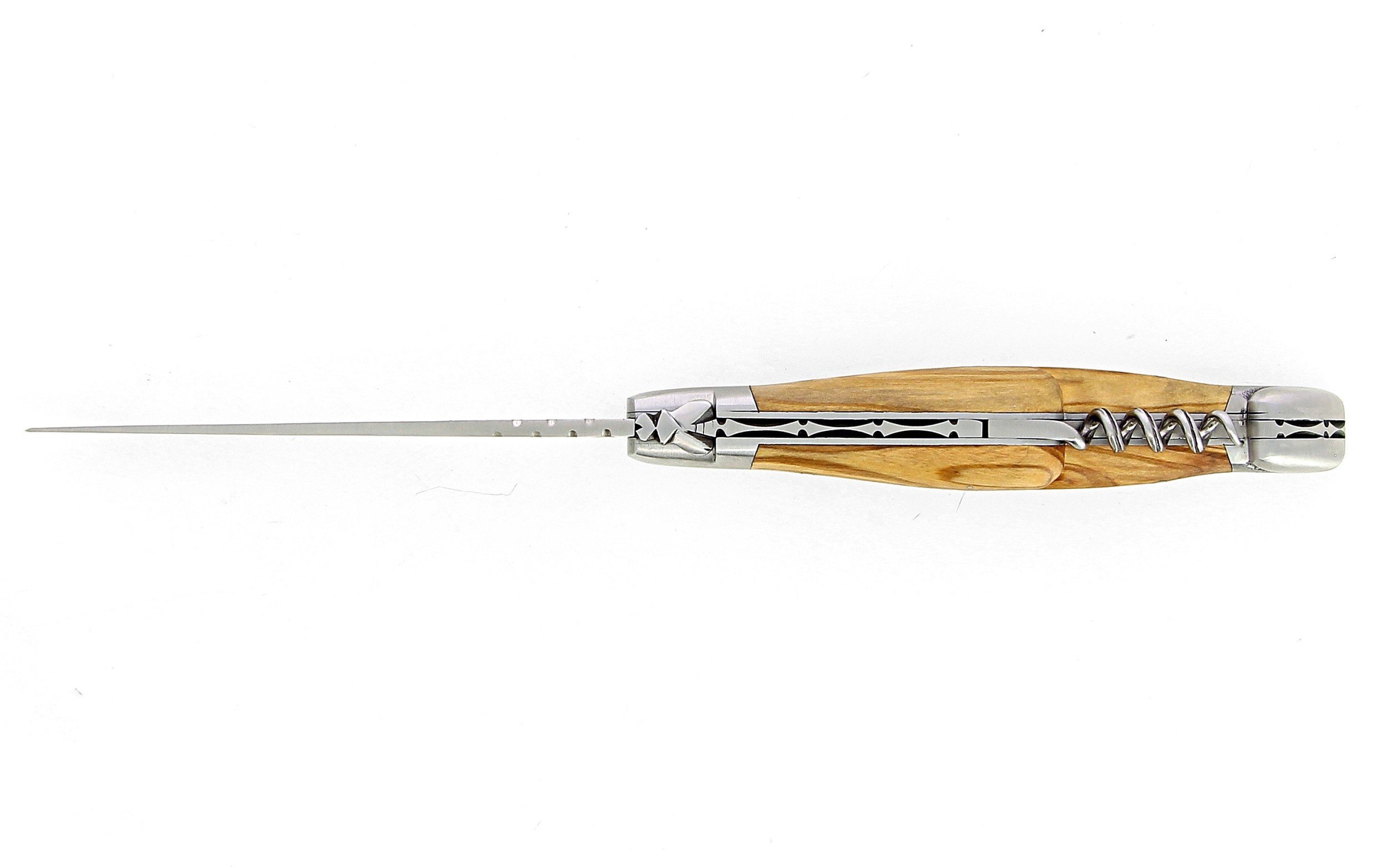 iG Couteau de Laguiole avec tire bouchon et manche en olivier