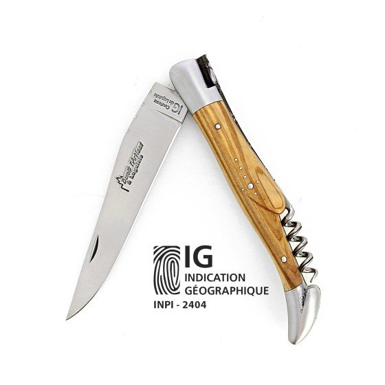 iG Couteau de Laguiole avec tire bouchon et manche en olivier