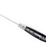 Ce couteau de Laguiole pliant est doté d'un manche de 12 cm en corne massive noire, protégé par deux mitres inox.