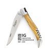 IG Couteau de Laguiole double platine avec tire bouchon et manche en olivier