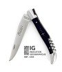 IG Couteau de Laguiole double platine avec tire bouchon et manche en ebene