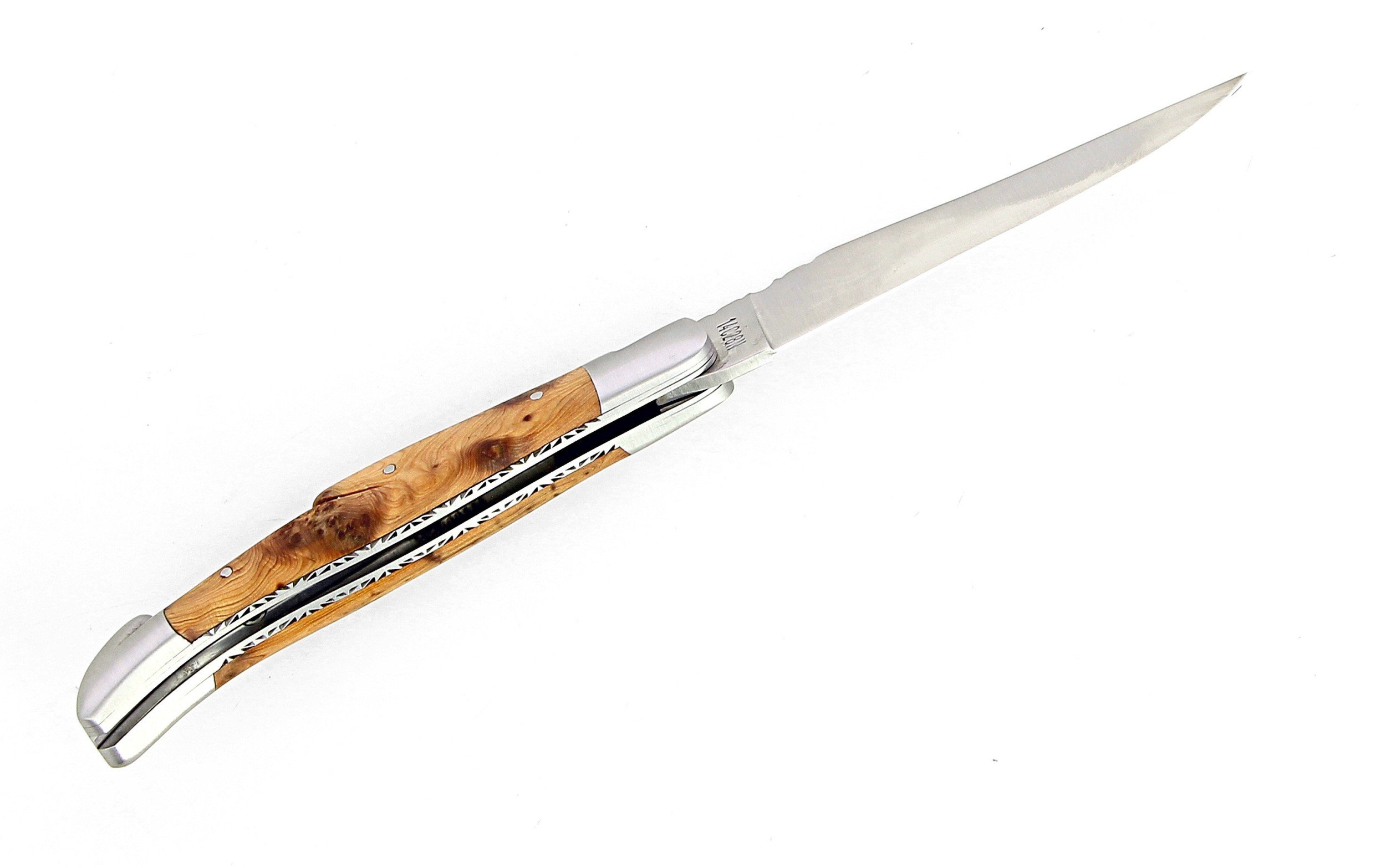 IG Couteau de Laguiole avec tire bouchon double platine et manche en genévrier