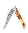 Couteau Laguiole Tribal avec manche en genévrier et lame damas carbone