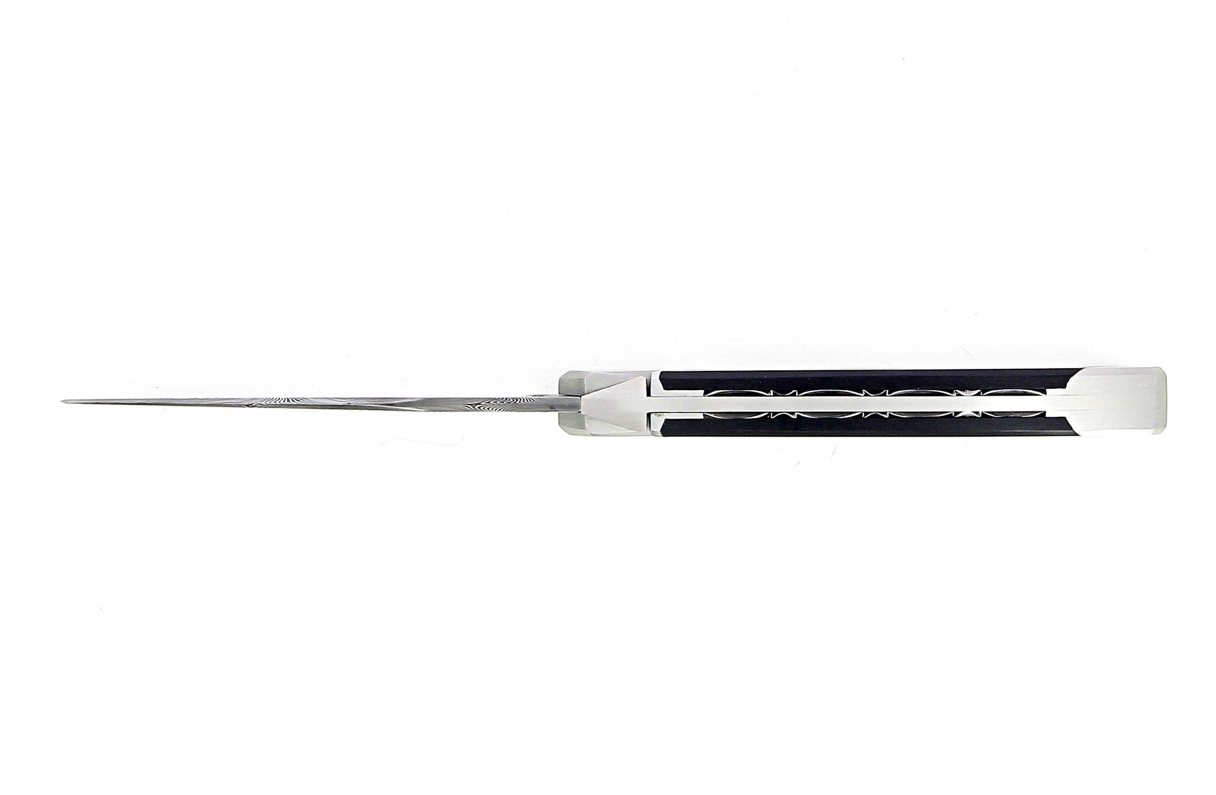 Couteau Laguiole Tribal avec manche en ébène et lame damas inox