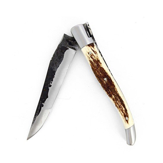 Couteau de Laguiole avec manche en bois de cerf et lame brute de forge inox
