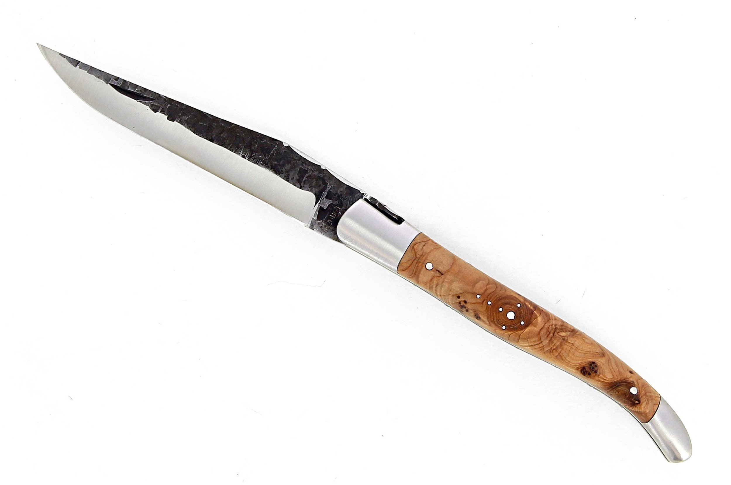 Couteau de Laguiole avec manche en genévrier et lame brute de forge inox