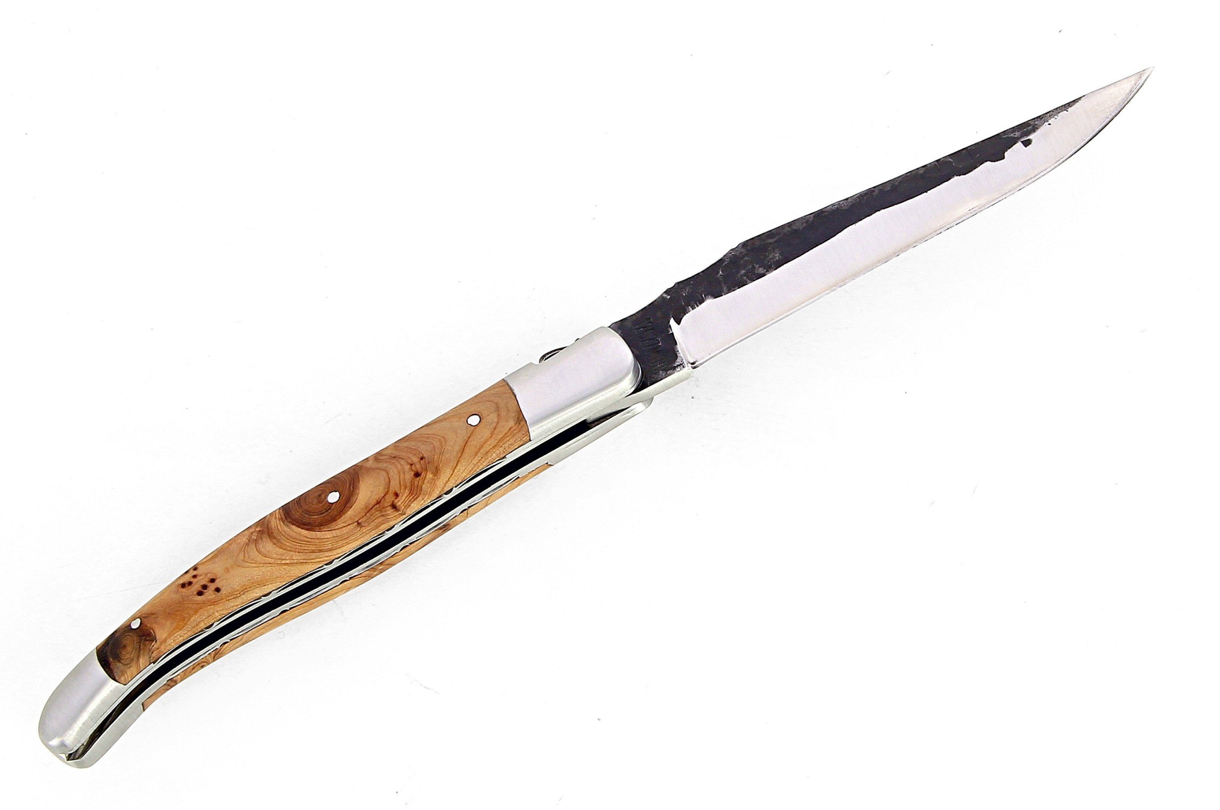 Couteau de Laguiole avec manche en genévrier et lame brute de forge inox