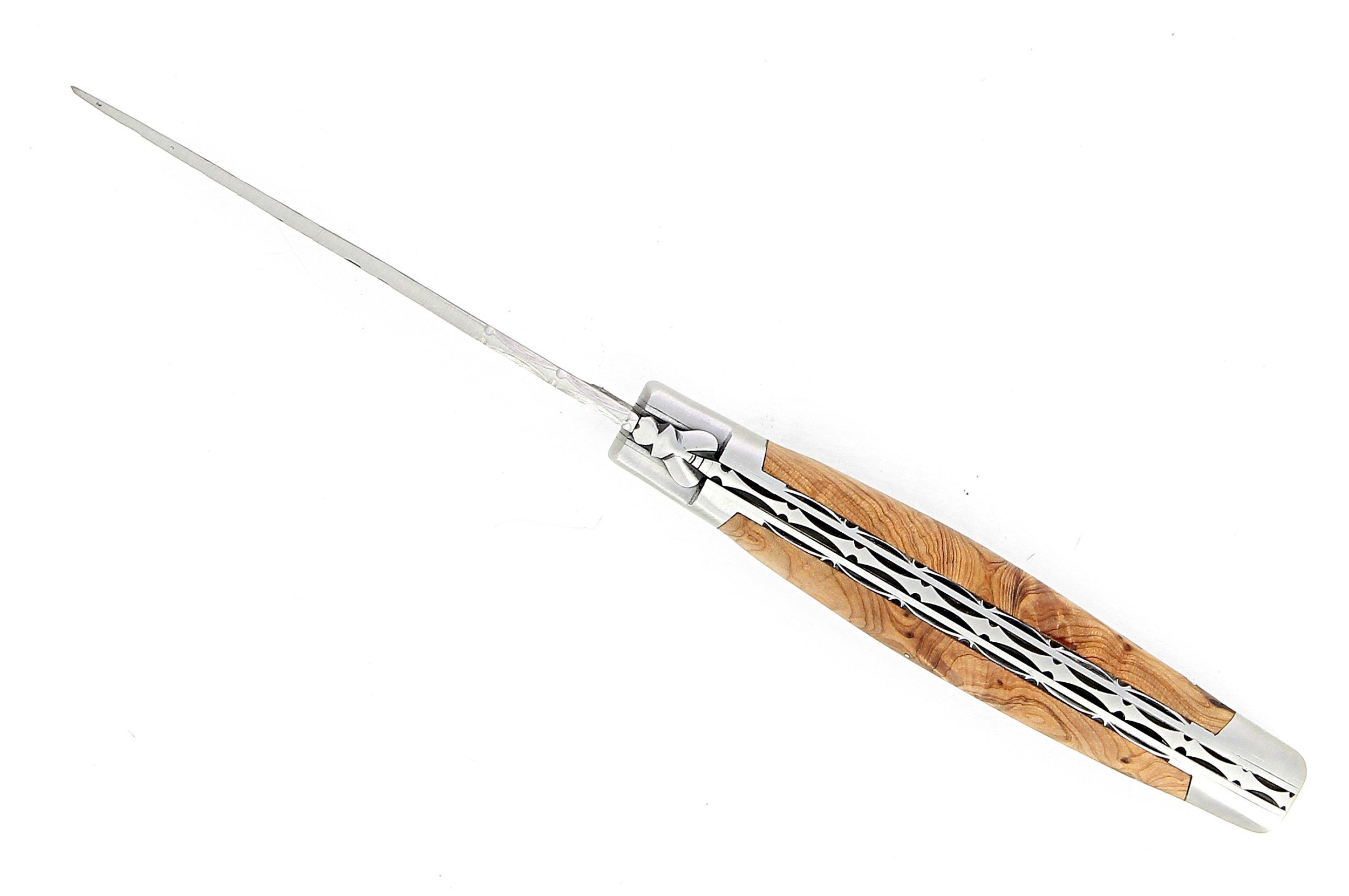 Couteau de Laguiole avec manche en genévrier et lame brute de forge inox