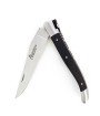 Laguiole pliant doubles platines, 12 cm, manche en fibre de carbone, intercalaires rouges, mitres inox brossées
