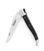 Laguiole pliant doubles platines, 12 cm, manche en fibre de carbone, intercalaires jaunes, mitres inox brossées