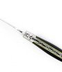 Laguiole pliant doubles platines, 12 cm, manche en fibre de carbone, intercalaires jaunes, mitres inox brossées
