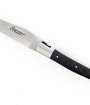 Laguiole pliant doubles platines, 12 cm, manche en fibre de carbone, intercalaires jaunes, mitres inox brossées