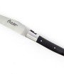 Couteau Laguiole pliant doubles platines, 12 cm, manche en fibre de carbone, intercalaires blancs, mitres inox brossées