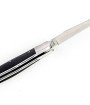 Couteau Laguiole pliant doubles platines, 12 cm, manche en fibre de carbone, intercalaires blancs, mitres inox brossées