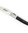 Laguiole pliant doubles platines, 12 cm, manche en fibre de carbone, intercalaires verts, mitres inox brossées