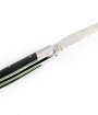 Laguiole pliant doubles platines, 12 cm, manche en fibre de carbone, intercalaires verts, mitres inox brossées