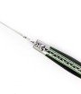 Laguiole pliant doubles platines, 12 cm, manche en fibre de carbone, intercalaires verts, mitres inox brossées