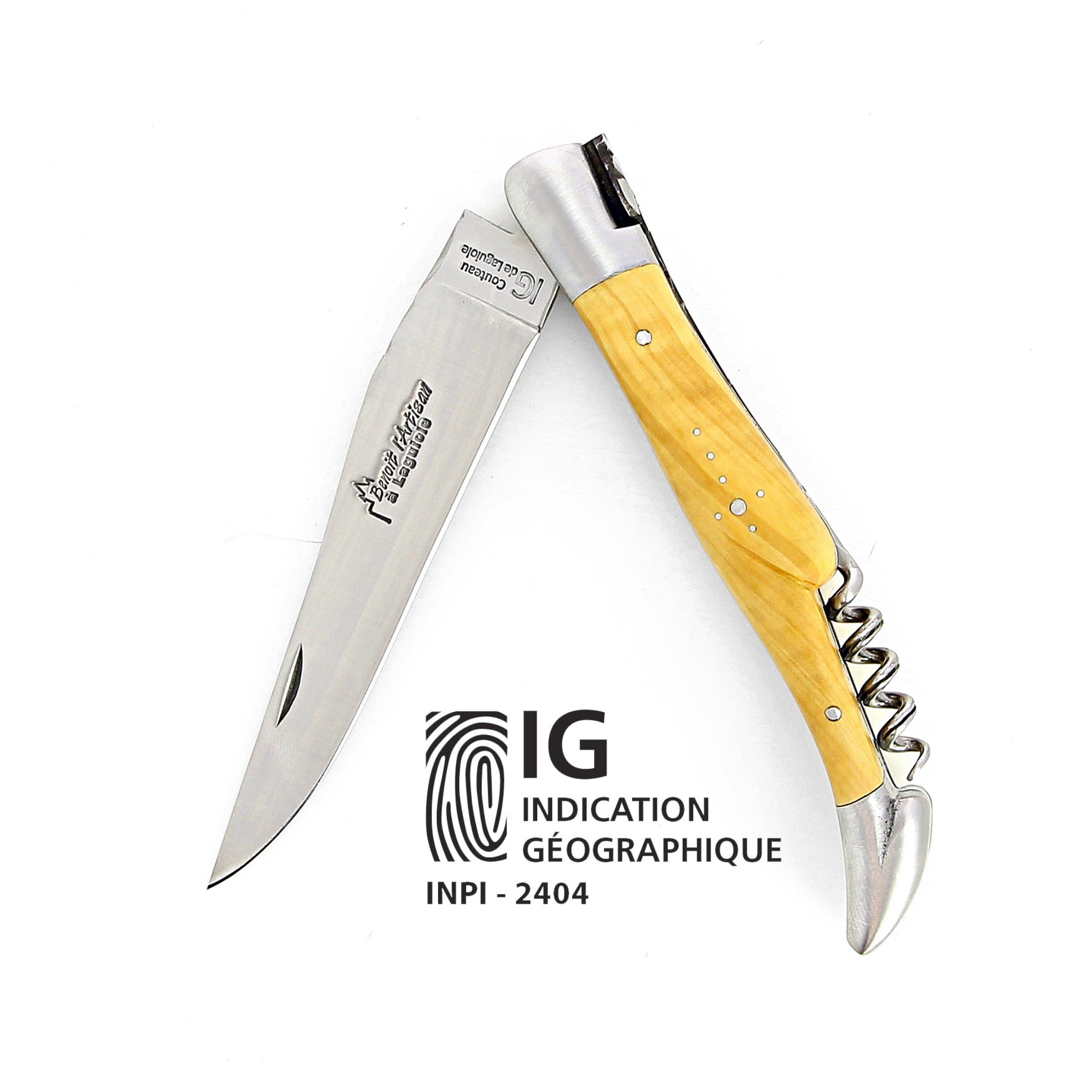 IG Couteau de Laguiole double platine avec tire bouchon et lame 14C28